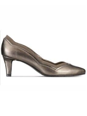 *** EASY STREET Pewter KIM with PATENT Fabric DETAILING Pumps Womens Dress Shoes